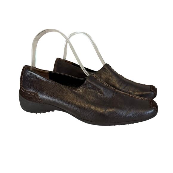 Paul Green Munchen Loafers Slip On Square Shoes Brown 4 UK Handcrafted Stitch